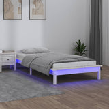 Cadre de lit à LED sans matelas blanc 100x200 cm bois massif