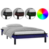 LED bed frame without mattress black 100x200 cm solid wood