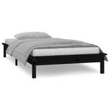 LED bed frame without mattress black 100x200 cm solid wood