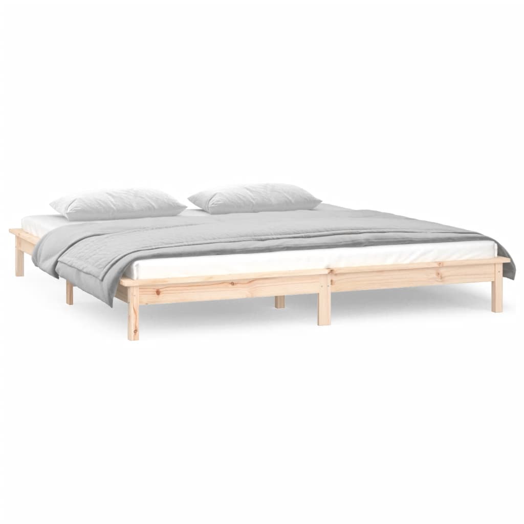 Cadre de lit à LED sans matelas 120x200 cm bois massif