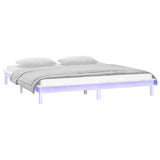 LED bed frame without mattress white 120x200 cm solid wood