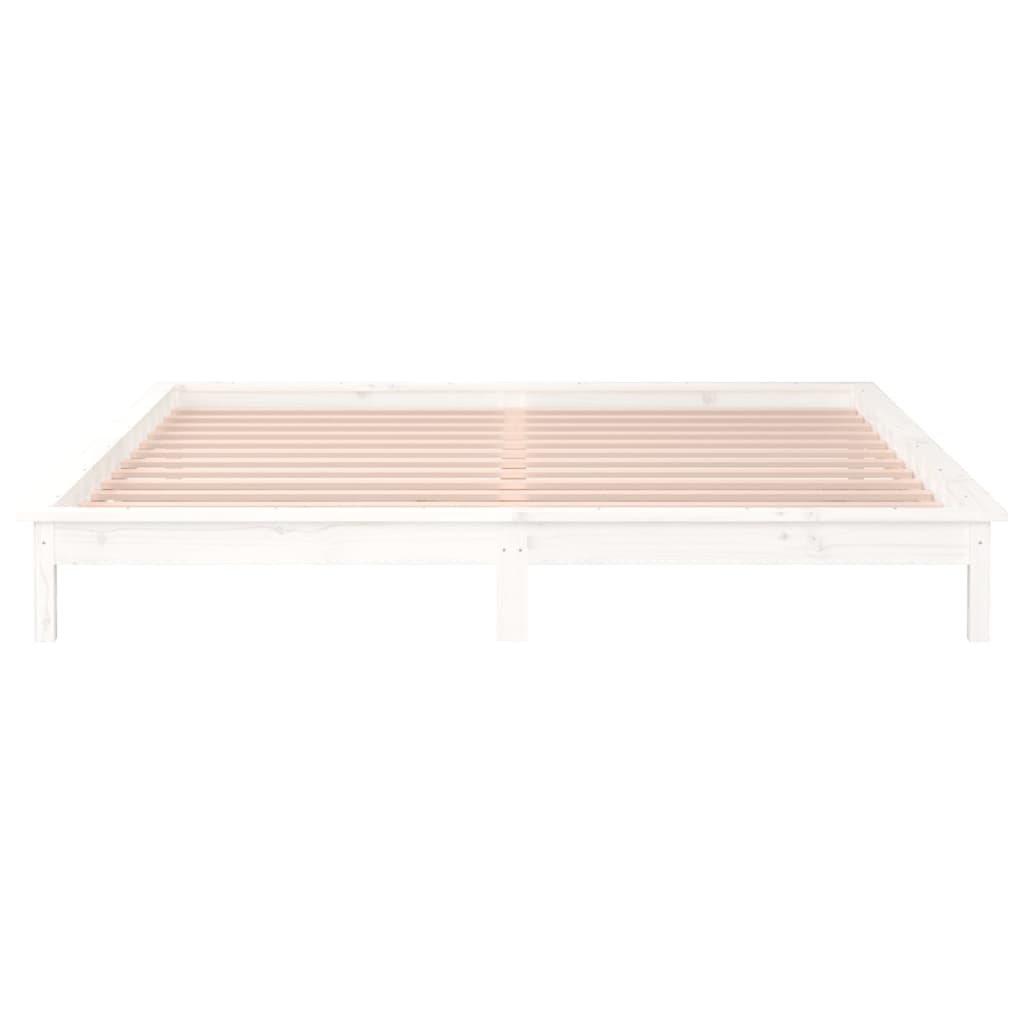 LED bed frame without mattress white 120x200 cm solid wood