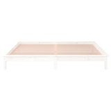 LED bed frame without mattress white 120x200 cm solid wood