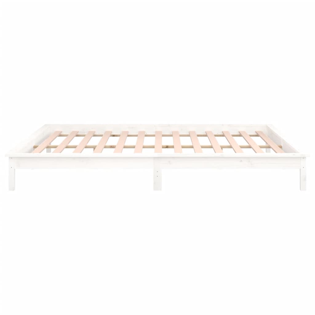 LED bed frame without mattress white 120x200 cm solid wood