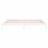 LED bed frame without mattress white 120x200 cm solid wood