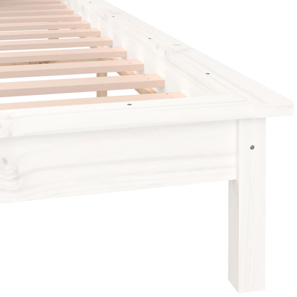 LED bed frame without mattress white 120x200 cm solid wood