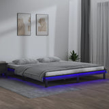 LED bed frame without mattress gray 120x200 cm solid wood