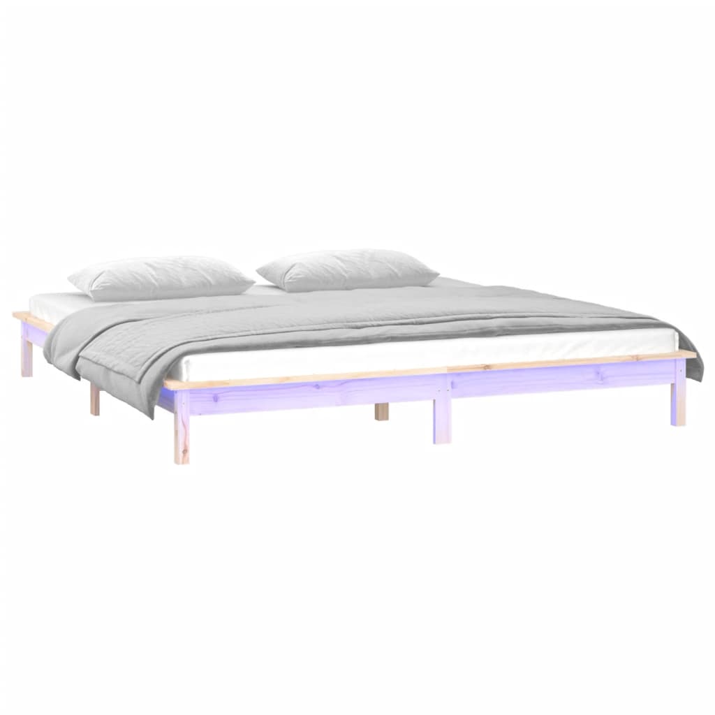 LED bed frame without mattress 150x200 cm solid wood