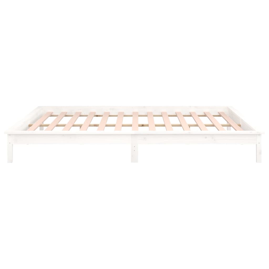 Cadre de lit à LED sans matelas blanc 160x200 cm bois massif