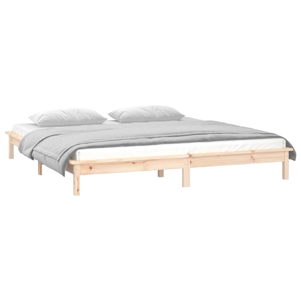 LED bed frame without mattress 200x200 cm solid wood