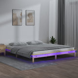 LED bed frame without mattress 200x200 cm solid wood