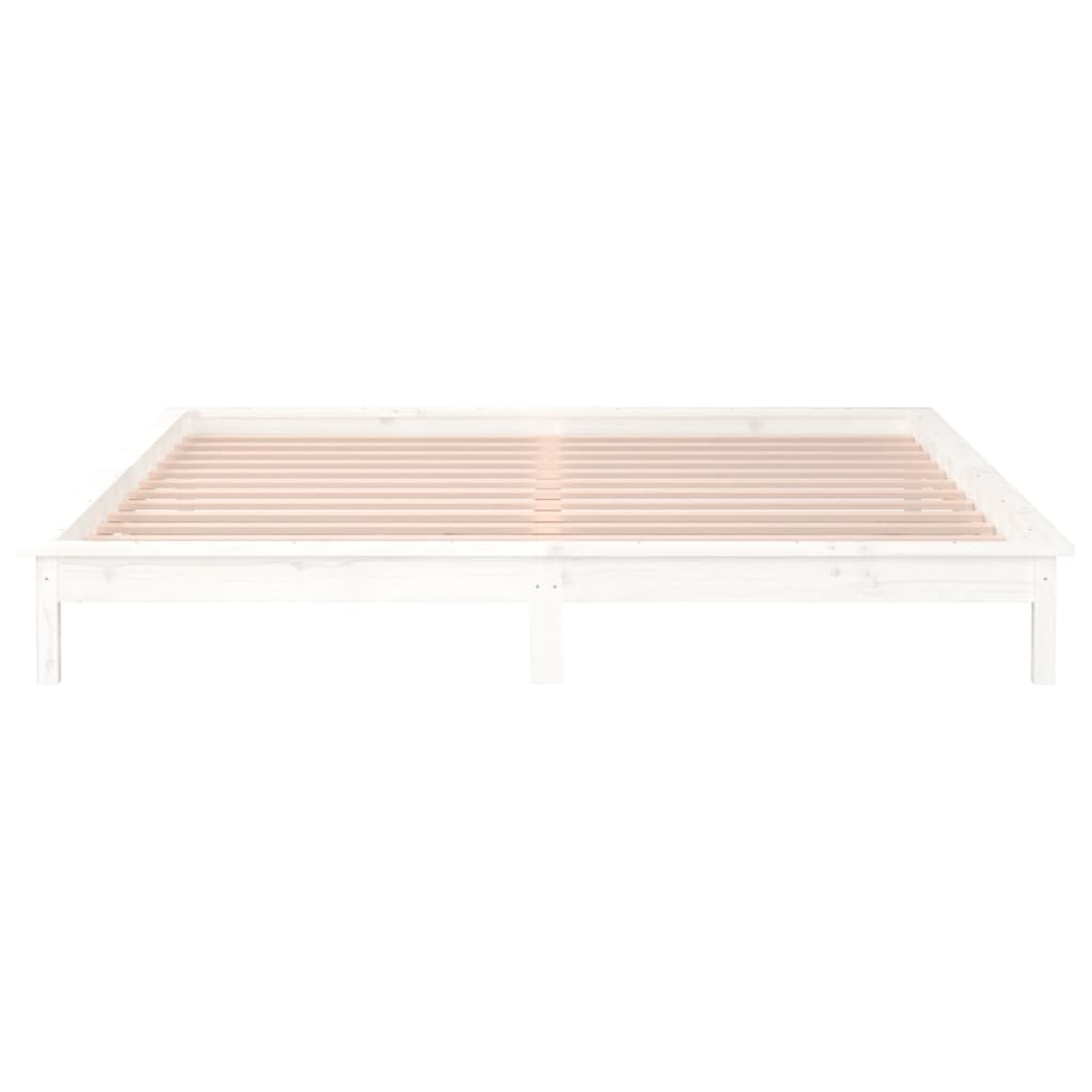 Cadre de lit à LED sans matelas blanc 200x200 cm bois massif