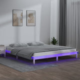 Cadre de lit à LED sans matelas blanc 200x200 cm bois massif