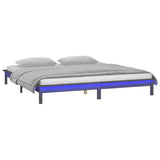 Cadre de lit à LED sans matelas gris 200x200 cm bois massif