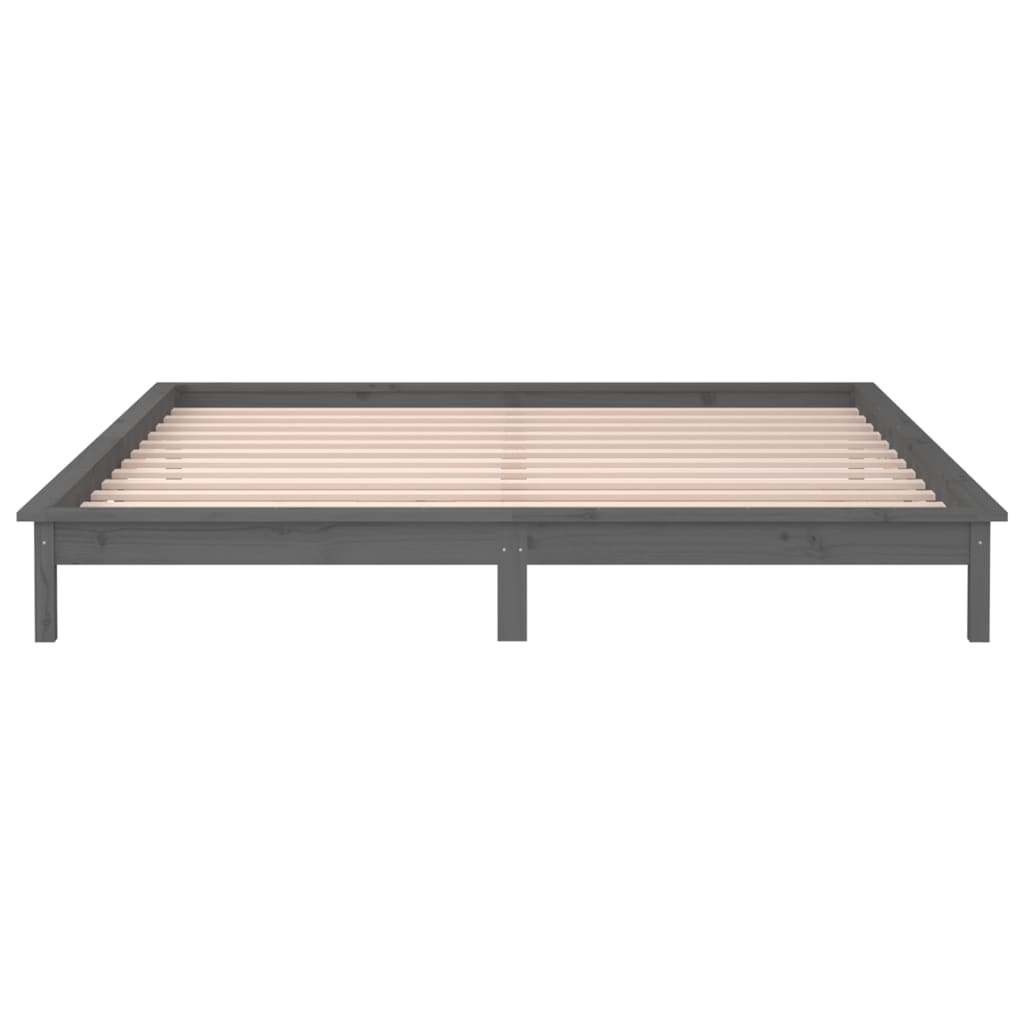 Cadre de lit à LED sans matelas gris 200x200 cm bois massif