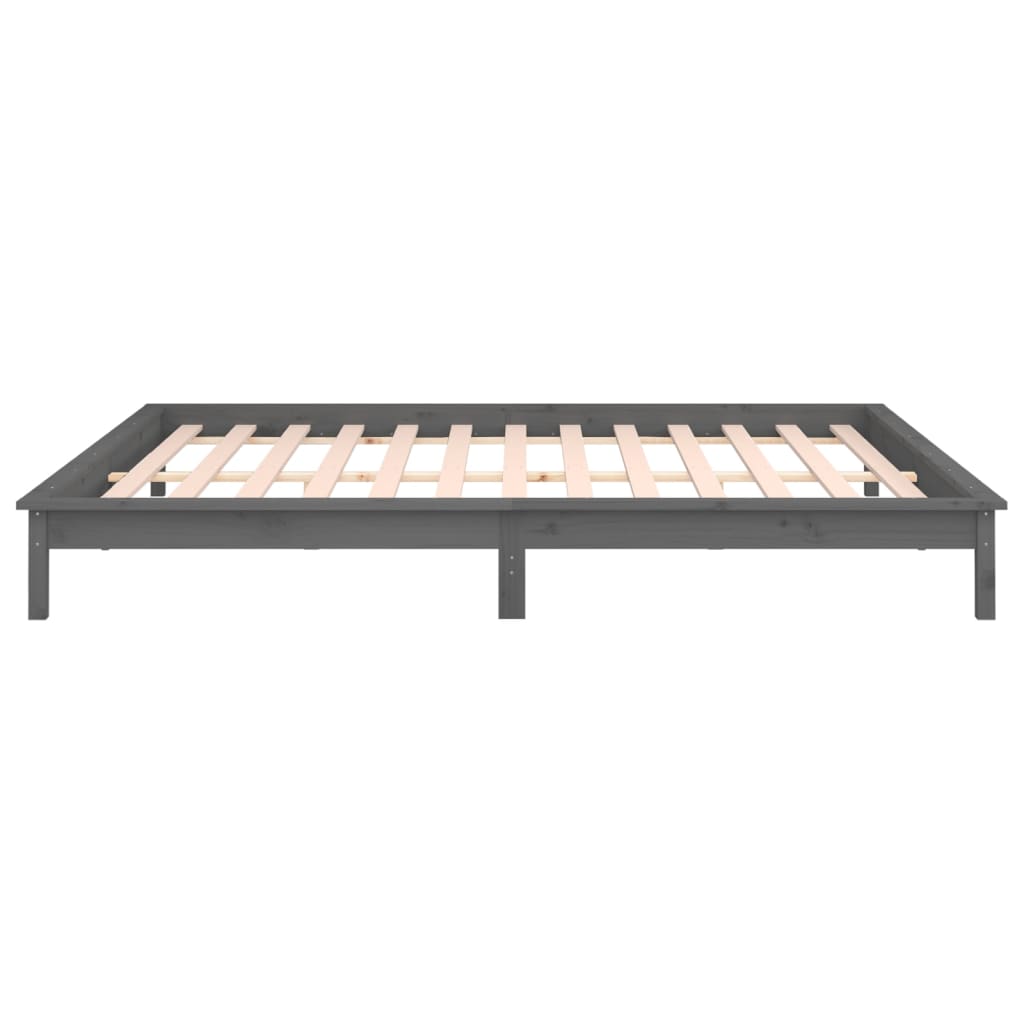 Cadre de lit à LED sans matelas gris 200x200 cm bois massif