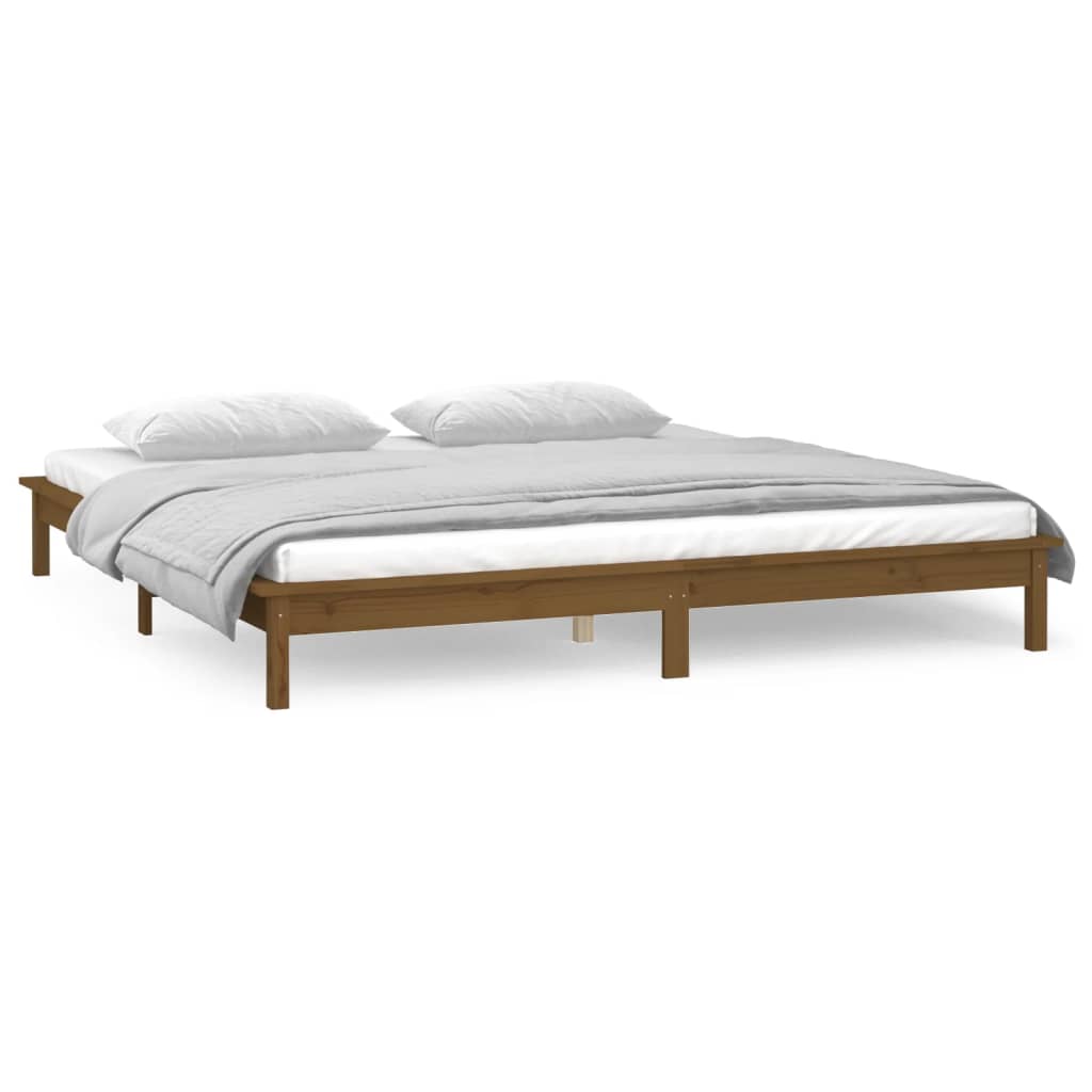 LED bed frame without mattress 200x200 cm solid wood