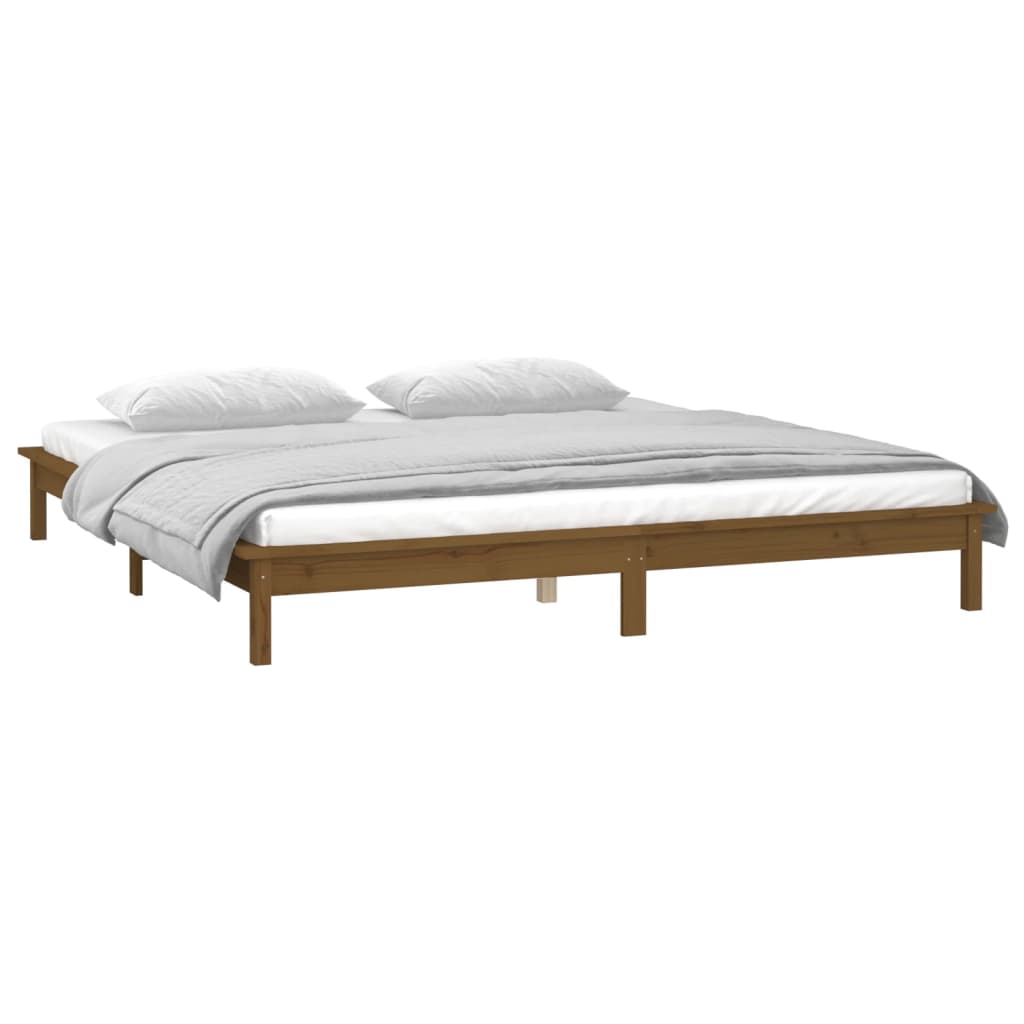 LED bed frame without mattress 200x200 cm solid wood