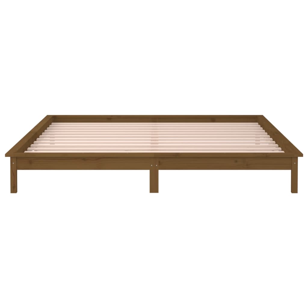 Cadre de lit à LED sans matelas 200x200 cm bois massif