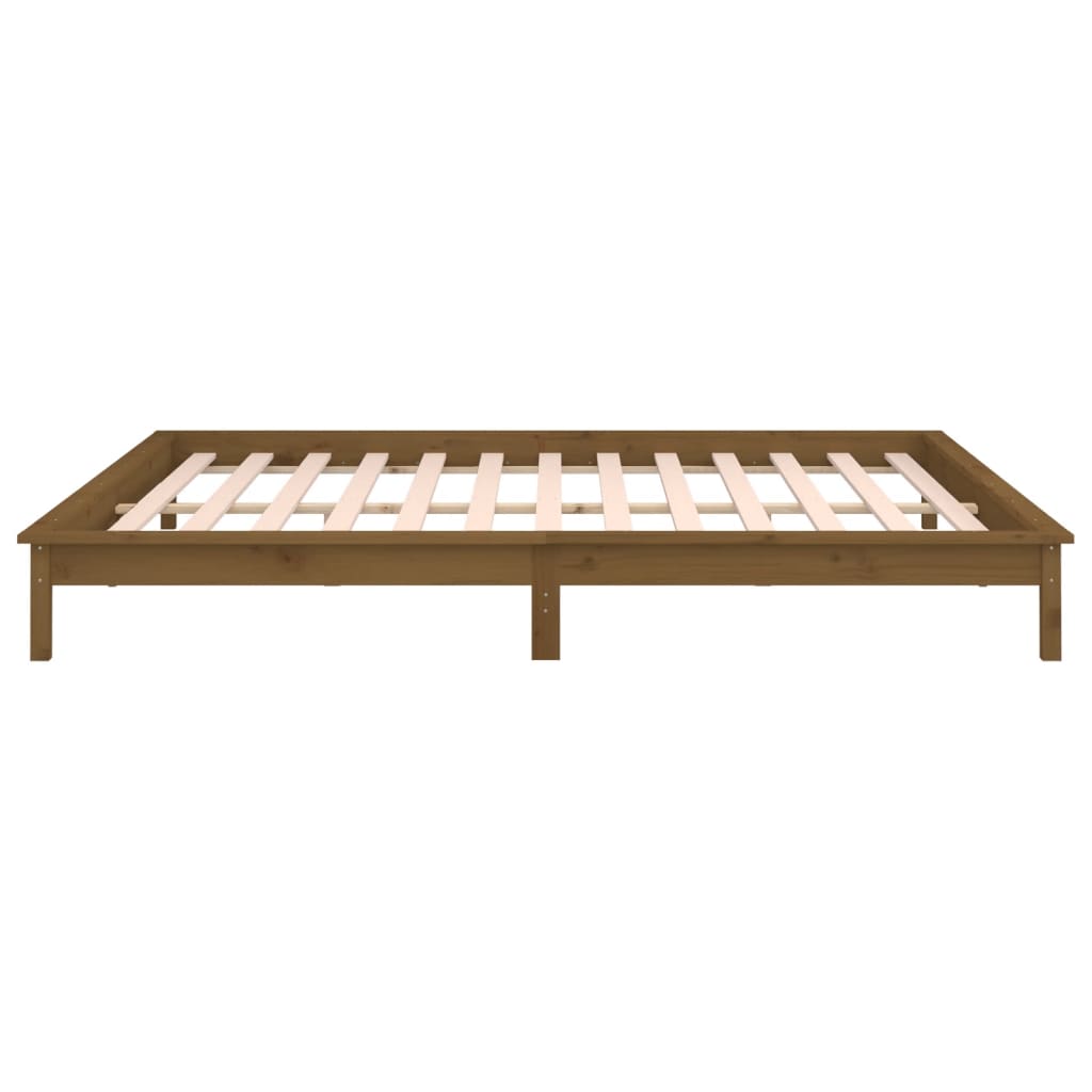 Cadre de lit à LED sans matelas 200x200 cm bois massif