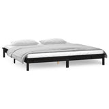 LED bed frame without mattress black 200x200 cm solid wood