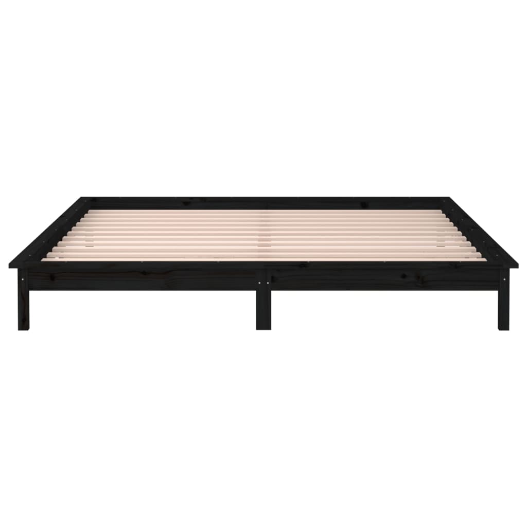 LED bed frame without mattress black 200x200 cm solid wood