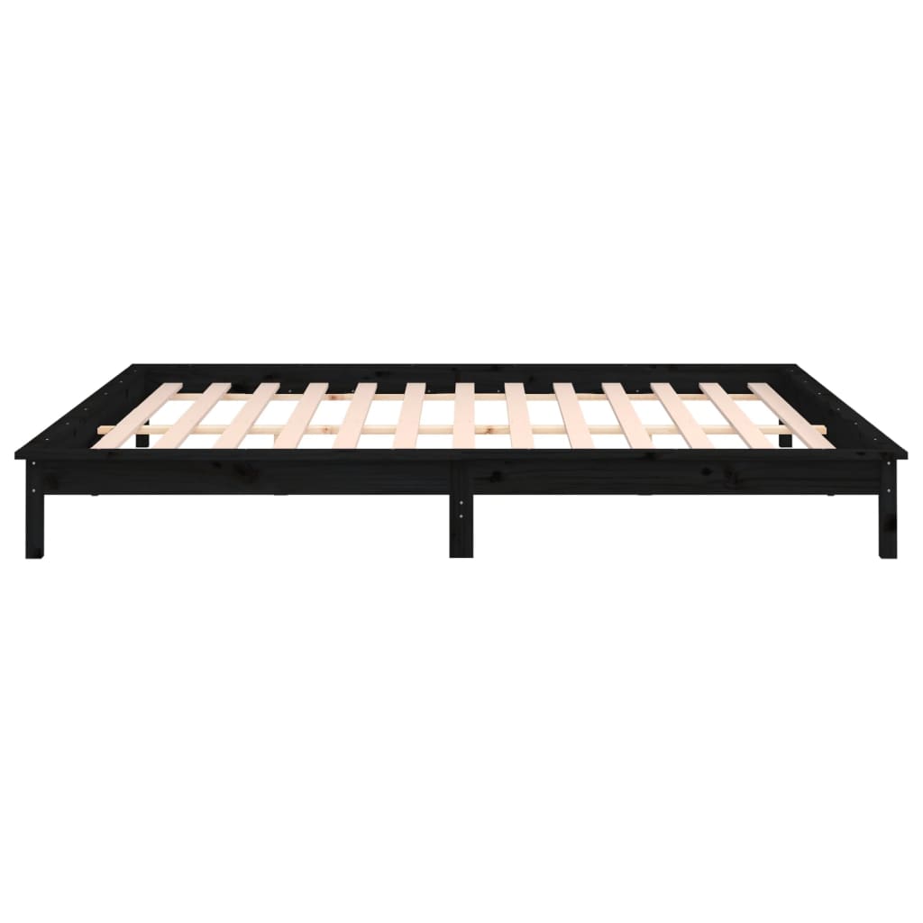 LED bed frame without mattress black 200x200 cm solid wood