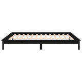 LED bed frame without mattress black 200x200 cm solid wood