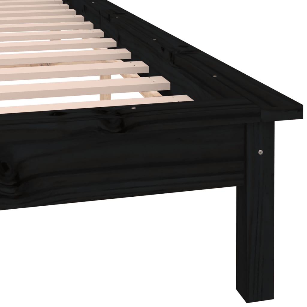 LED bed frame without mattress black 200x200 cm solid wood