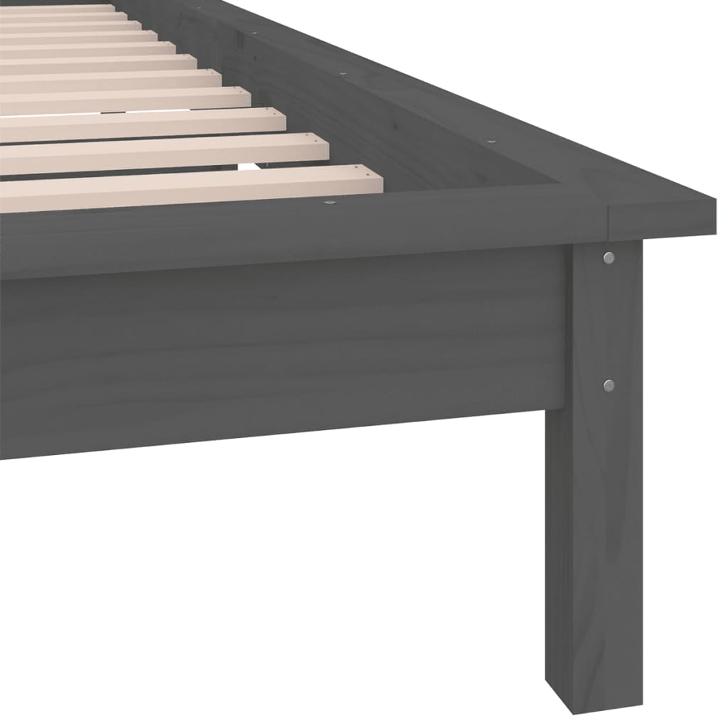 Cadre de lit à LED sans matelas gris 75x190 cm bois massif