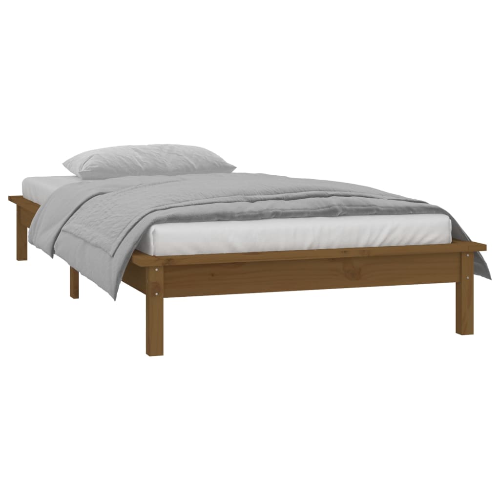 Cadre de lit à LED sans matelas 75x190 cm bois massif