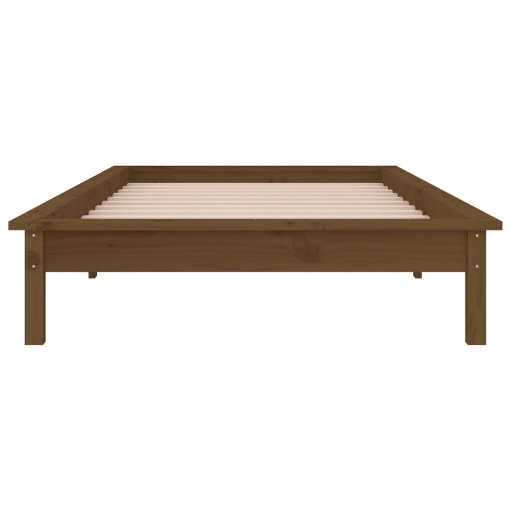 LED bed frame without mattress 75x190 cm solid wood