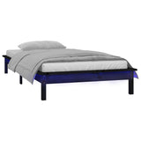 Cadre de lit à LED sans matelas noir 75x190 cm bois massif