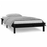 Cadre de lit à LED sans matelas noir 75x190 cm bois massif