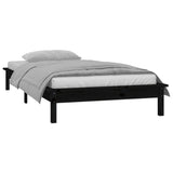 Cadre de lit à LED sans matelas noir 75x190 cm bois massif