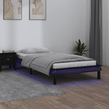 Cadre de lit à LED sans matelas noir 75x190 cm bois massif