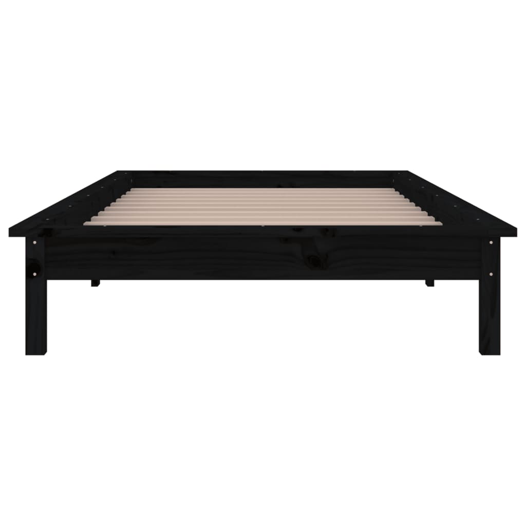 Cadre de lit à LED sans matelas noir 90x190 cm bois massif