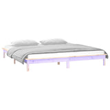 Cadre de lit à LED sans matelas 135x190 cm bois massif