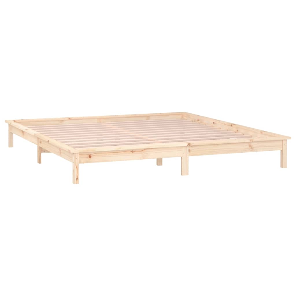 LED bed frame without mattress 135x190 cm solid wood