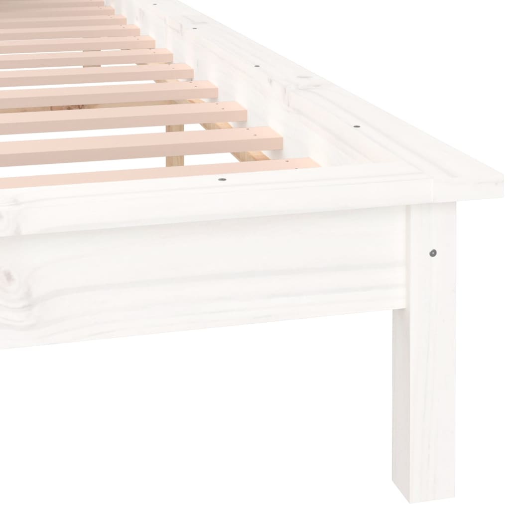 Cadre de lit à LED sans matelas blanc 135x190 cm bois massif