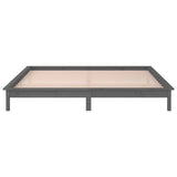 Cadre de lit à LED sans matelas gris 135x190 cm bois massif