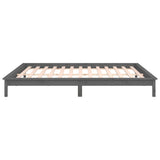 Cadre de lit à LED sans matelas gris 135x190 cm bois massif