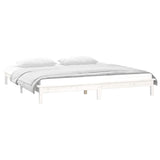 LED bed frame without mattress white 140x190 cm solid wood