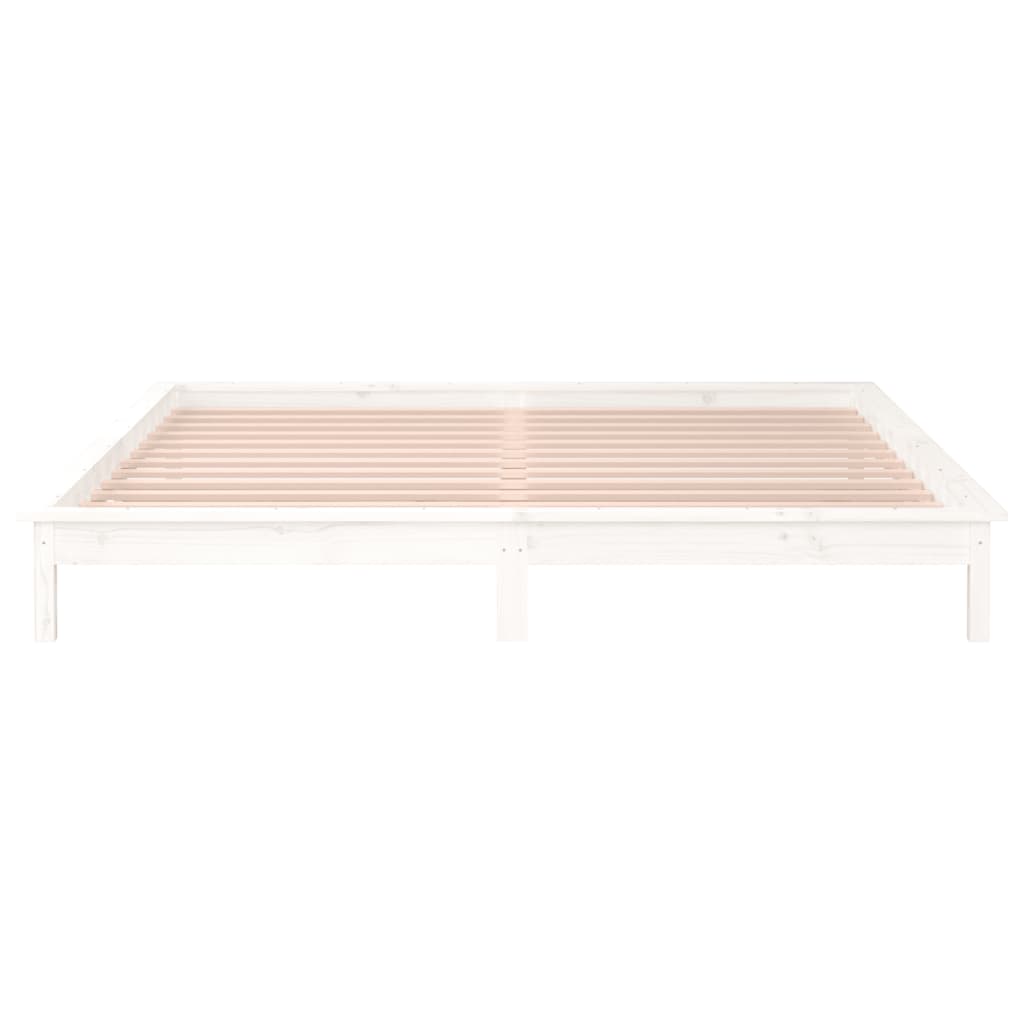 Cadre de lit à LED sans matelas blanc 140x190 cm bois massif