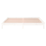 LED bed frame without mattress white 140x190 cm solid wood