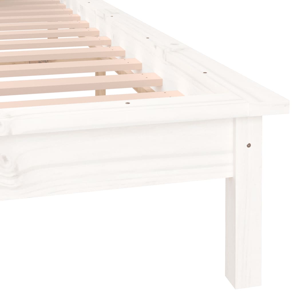 Cadre de lit à LED sans matelas blanc 140x190 cm bois massif