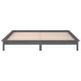 Cadre de lit à LED sans matelas gris 140x190 cm bois massif