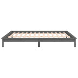 Cadre de lit à LED sans matelas gris 140x190 cm bois massif