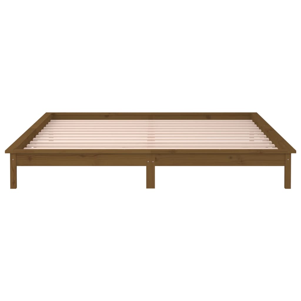 LED bed frame without mattress 140x190 cm solid wood