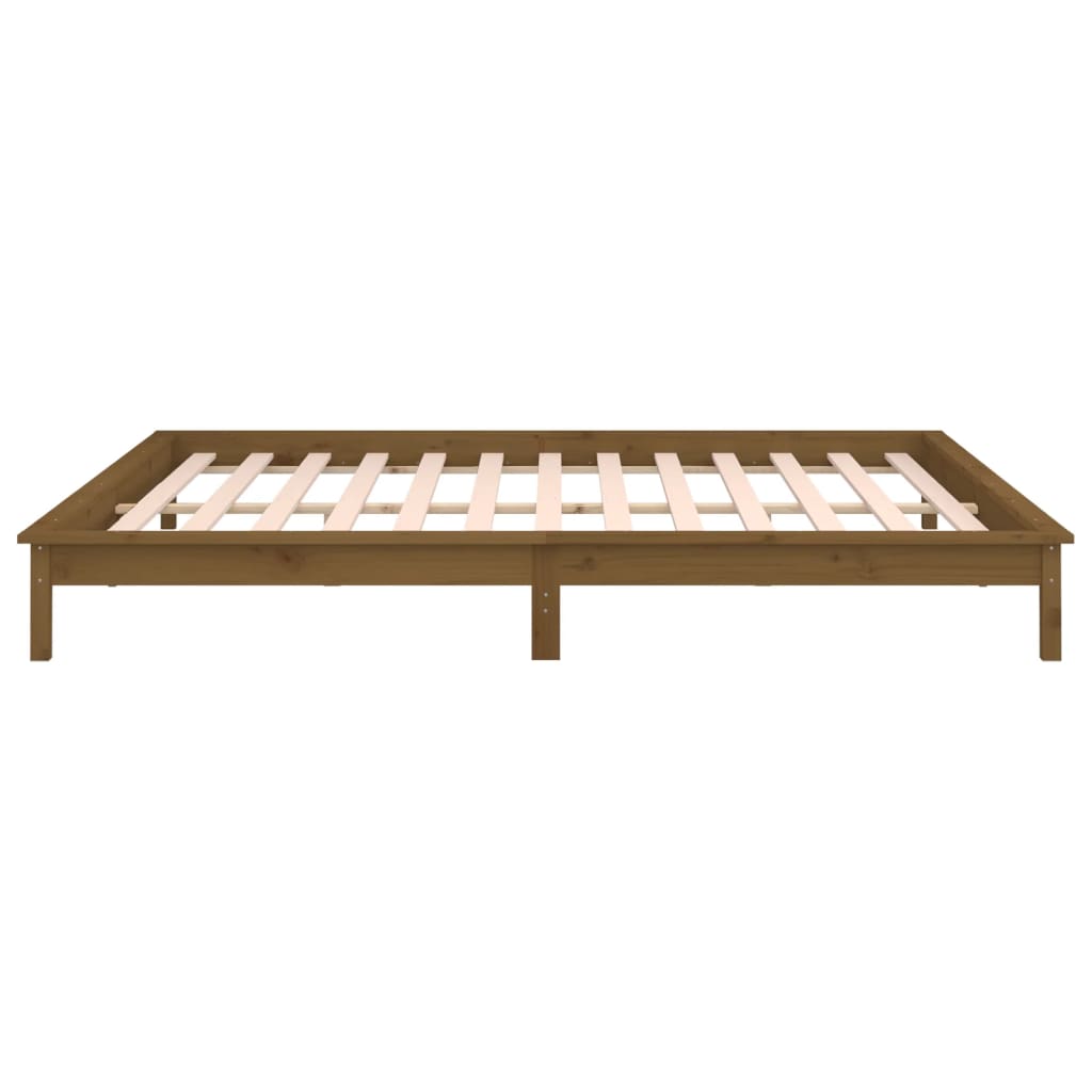 LED bed frame without mattress 140x190 cm solid wood